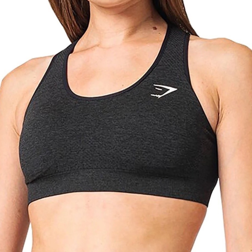 Gymshark Seamless Sports Bra Charcoal Grey Marl Racerback Womens Workout XS